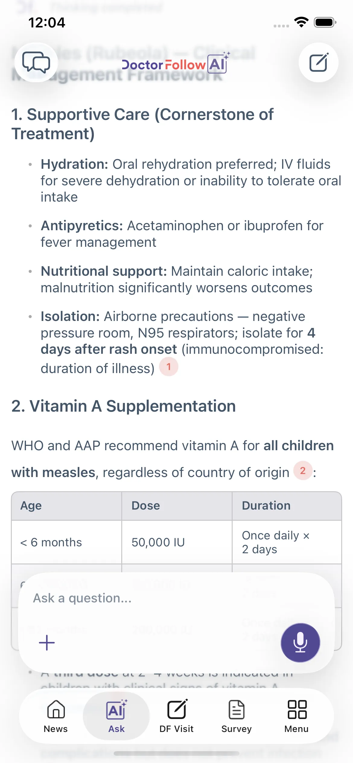 DoctorFollow AI-powered clinical information screen