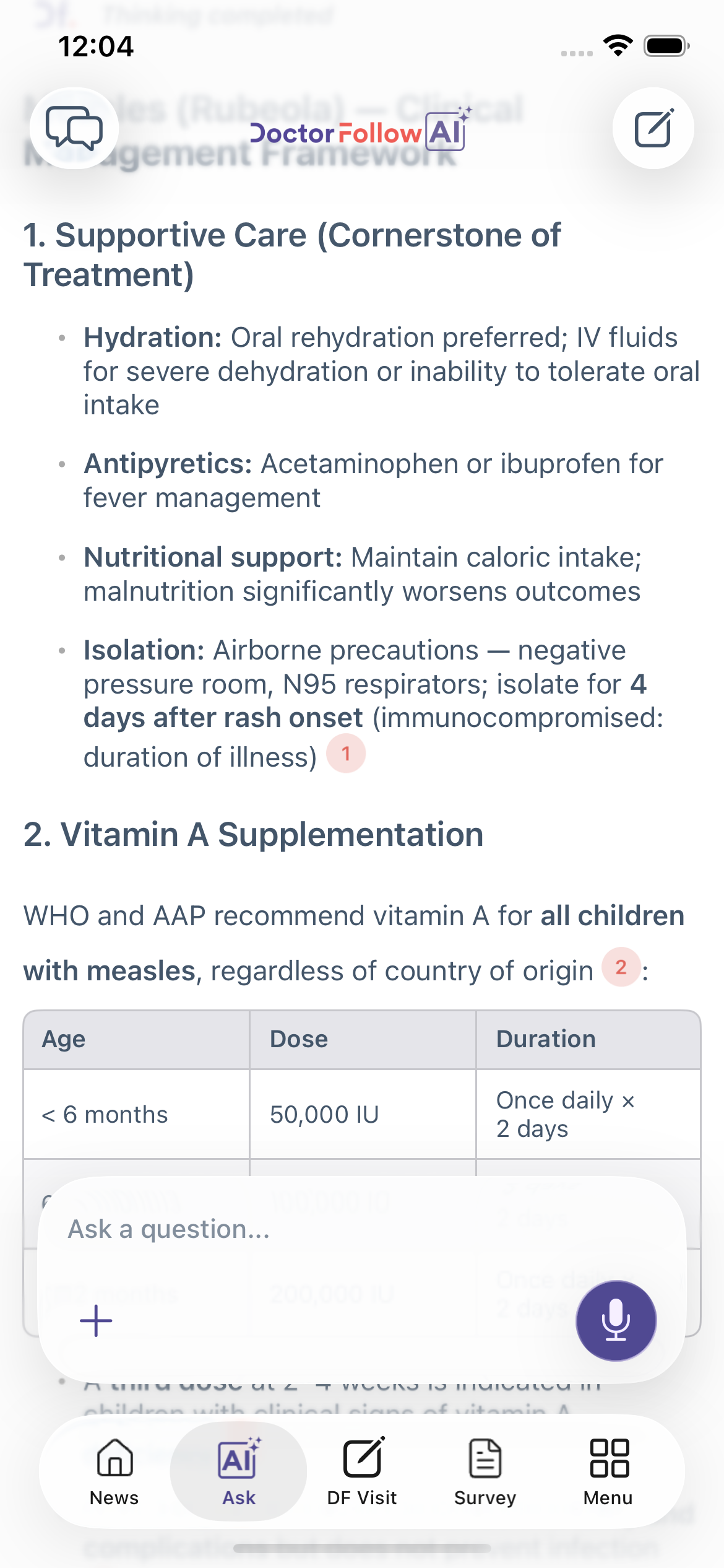 Interfaz de la aplicación de salud DoctorFollow para iOS